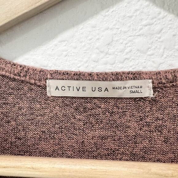 Active USA Womens Small Pink Mauve Faux Wrap Cropped Long Sleeve Sweater - Picture 5 of 7